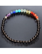 Bracelet Larmes d'Apache 7 Chakras Pierres rondes 4mm