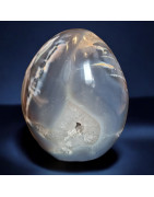 Menhir Agate du Botswana et géode de quartz 547g