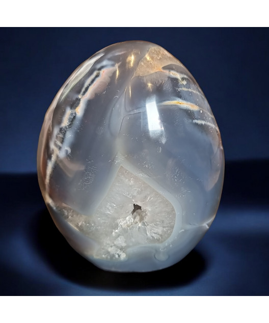Menhir Agate du Botswana et géode de quartz 547g