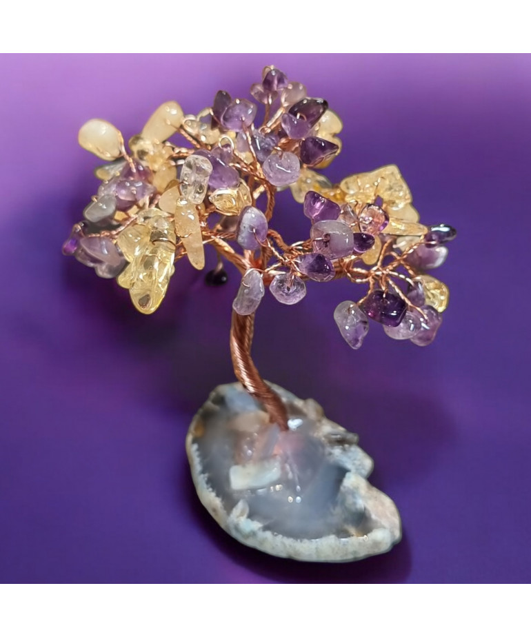 Arbre du bonheur Améthyste et Citrine 10cm