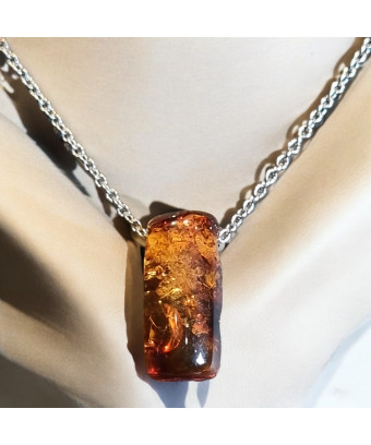 Pendentif Ambre Cylindrique...