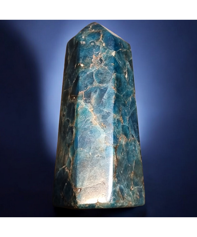 Obélisque Apatite bleue 497g