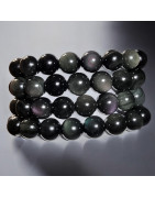 Bracelet Obsidienne Œil céleste A+ Pierre rondes
