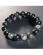 Bracelet Obsidienne Œil céleste A+ Pierre rondes