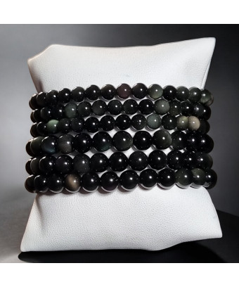 Bracelet Obsidienne Œil céleste A+ Pierre rondes