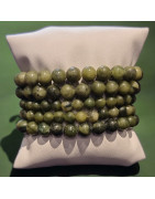 Bracelet Jade Serpentine Pierres Rondes