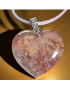 Pendentif Quartz Hématoïde Cœur sur cordon réglable