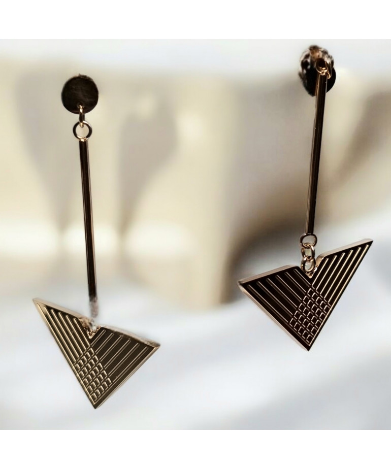 Boucles Acier inox Triangles dorés