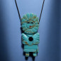 Pendentif Turquoise Homme-Fleur Amérindien Tribu Zuni sur cordon réglable