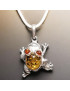 Pendentif Ambre Grenouille Argent 925 sur cordon réglable