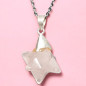 Pendentif Quartz rose Etoile Argent 925 avec chaîne
