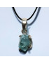 Pendentif Aigue marine brute Argent 925 sur cordon réglable