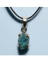 Pendentif Aigue marine brute Argent 925 sur cordon réglable