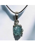 Pendentif Aigue marine brute Argent 925 sur cordon réglable