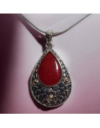 Pendentif Corail gorgone Ethnique avec chaîne Argent 925
