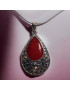 Pendentif Corail gorgone Ethnique avec chaîne Argent 925
