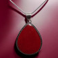 Pendentif Corail gorgone Ethnique ovale avec chaîne Argent 925