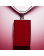 Pendentif Corail gorgone Ethnique Rectangulaire avec chaîne Argent 925