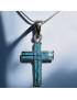 Pendentif Opale bleue Croix avec chaîne Argent 925