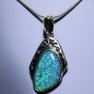 Pendentif Opale bleue Ethnique avec chaîne Argent 925