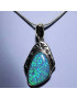 Pendentif Opale bleue Ethnique avec chaîne Argent 925