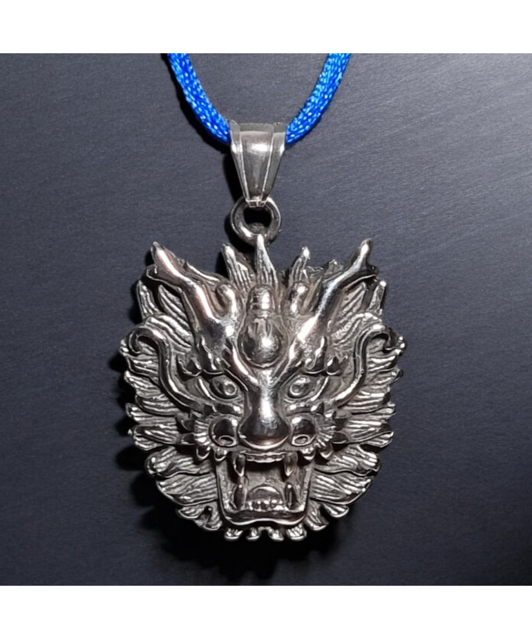 Pendentif Acier Tête de dragon avec cordon réglable