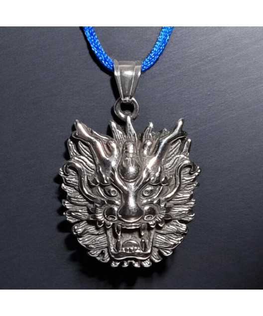 Pendentif Acier Tête de dragon avec cordon réglable