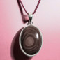 Pendentif Obsidienne Œil céleste Argent 925 sur cordon