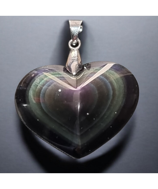 Pendentif Obsidienne Œil céleste Cœur