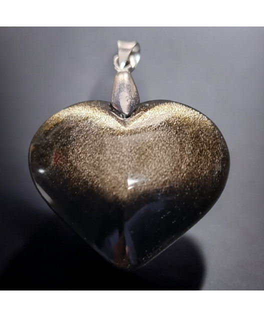 Pendentif Obsidienne dorée Cœur