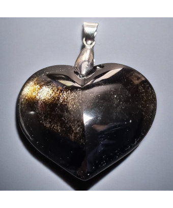 Pendentif Obsidienne dorée Cœur