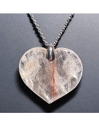 Pendentif Quartz Hématoïde Cœur sur chaîne