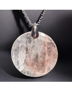 Pendentif Quartz Hématoïde Rond sur chaîne