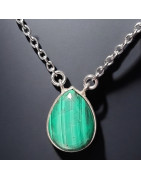 Pendentif Malachite avec chaîne acier inox