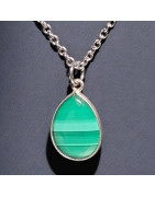 Pendentif Malachite avec chaîne acier inox