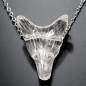 Pendentif Cristal de roche Tête de loup avec chaîne