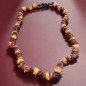 Collier Ambre baltique multicolore Baroque avec fermoir sécurisé