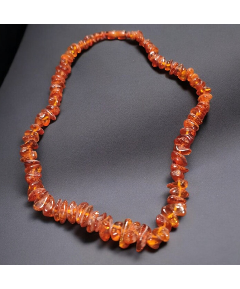 Collier Ambre baltique Cognac Baroque avec fermoir sécurisé