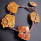 Bracelet Ambre Cognac Baroque sur cordon