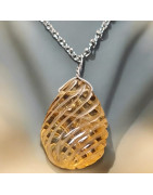 Pendentif Citrine sur chaîne acier inox