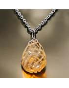 Pendentif Citrine sur chaîne acier inox