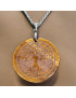 Pendentif Œil de Tigre Arbre de Vie Rond avec Chaîne