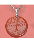 Pendentif Opale de feu Arbre de vie avec chaine