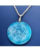Pendentif Apatite bleue Métatron sur chaîne