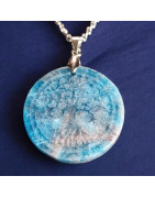 Pendentif Apatite bleue Arbre de vie sur chaîne