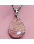 Pendentif Rhodochrosite avec chaîne Acier inox