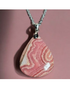 Pendentif Rhodochrosite avec chaîne Acier inox
