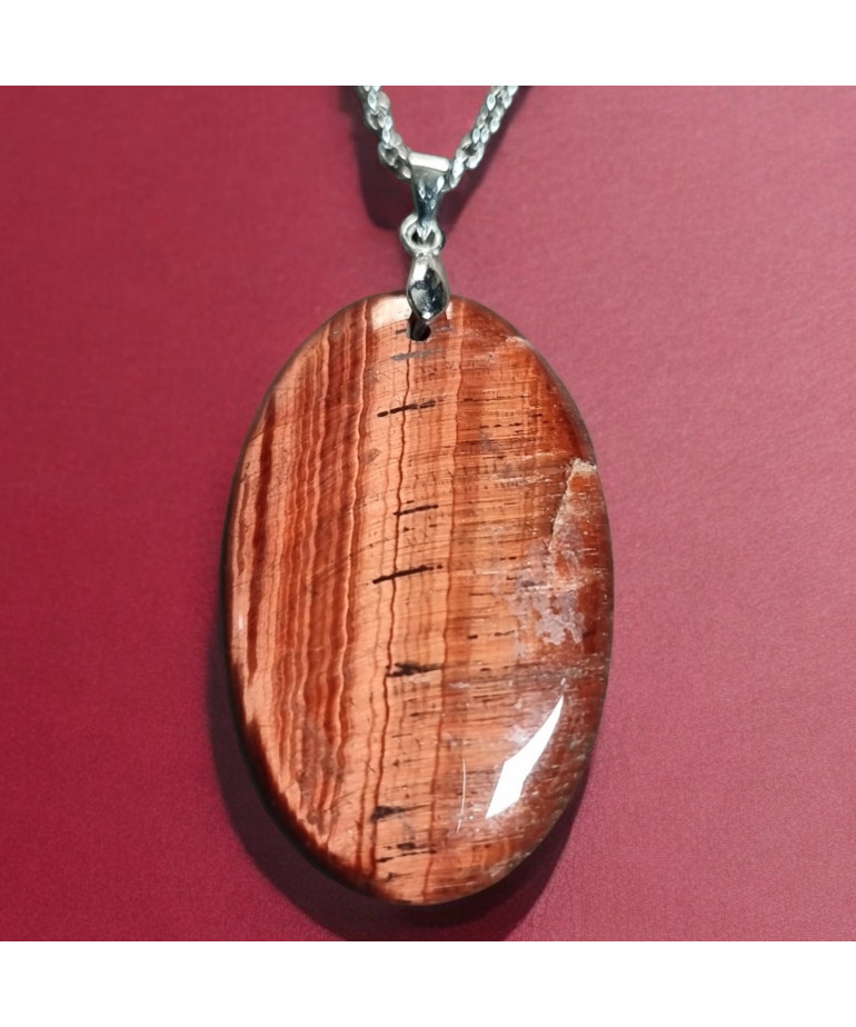 Pendentif Œil de taureau sur chaîne acier inox