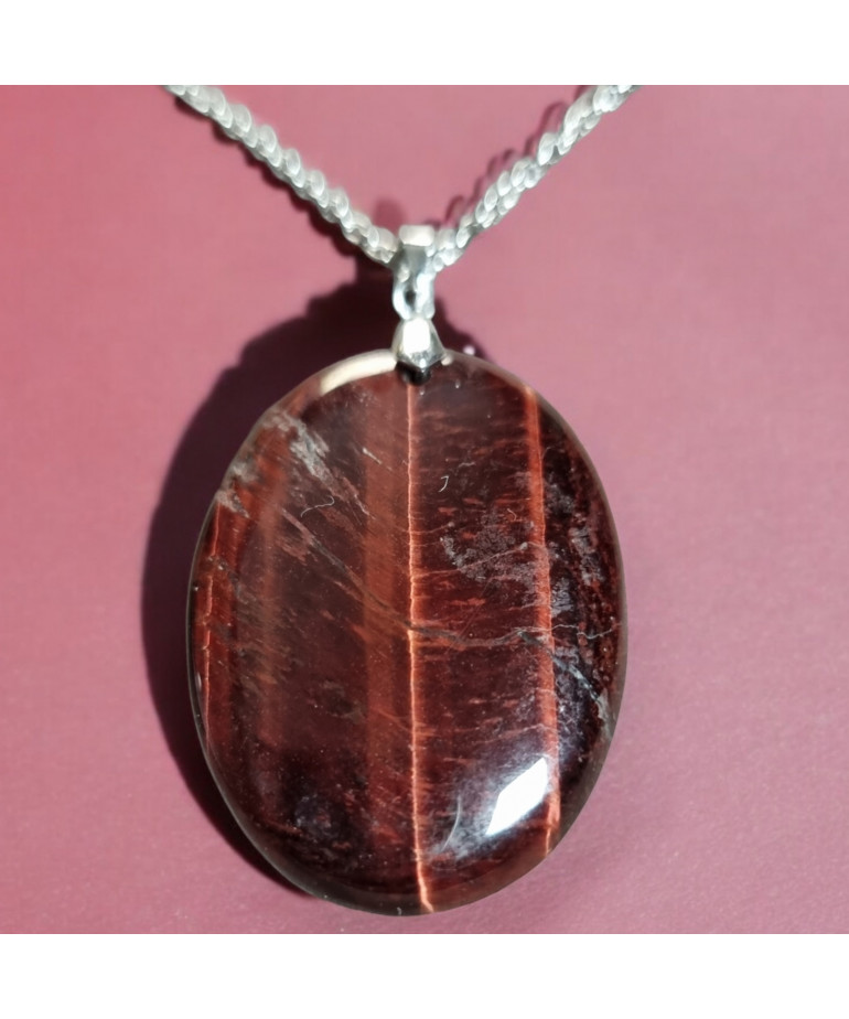 Pendentif Œil de taureau sur chaîne acier inox