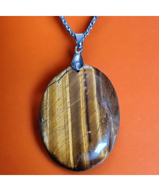 Pendentif Œil de tigre avec chaîne
